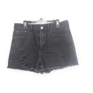 American Eagle Outfitters Distressed Black Denim Raw Hem Shorts Sz 6